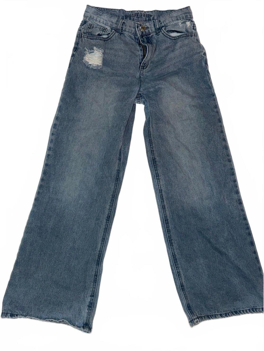 Limited Too Girls Size 12 Jeans Y2K Light Wash Wide Leg Distressed Vintage 2000s